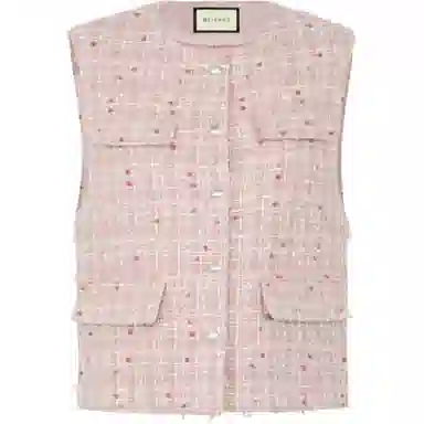 美洋 羊毛混纺花呢编织银扣马甲 女款