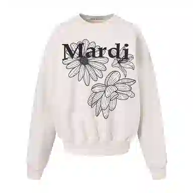 MARDI MERCREDI SS25 SWEATSHIRT TRIPLE FLOWER_OATMEAL BLACK