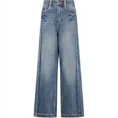 美洋 立体线大长腿侧阔腿牛仔裤 女款