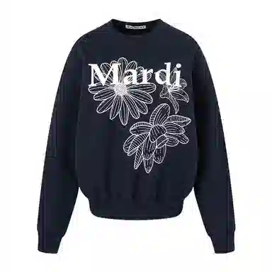 MARDI MERCREDI SS25 SWEATSHIRT TRIPLE FLOWER_NAVY WHITE