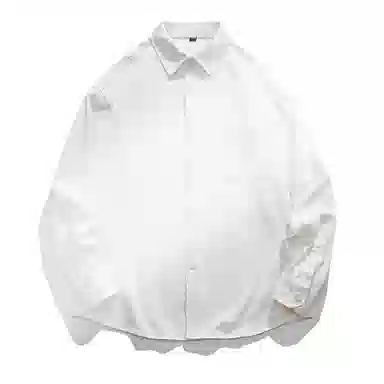 【dme】 美式复古纯棉文艺基础款纯色休闲简约宽松垂感百搭翻领长袖衬衫 男女同款