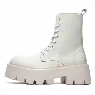 男士增高英伦风大头厚底中帮工装机车德比 马丁靴 男女同款