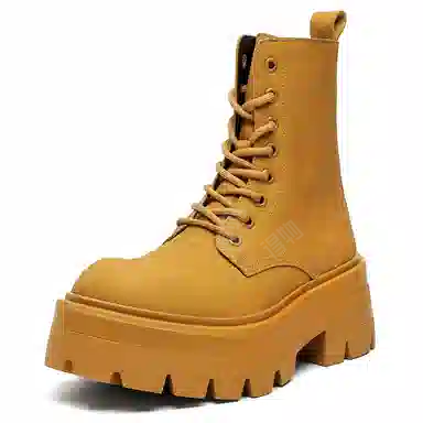 男士增高英伦风大头厚底中帮工装机车德比 马丁靴 男女同款