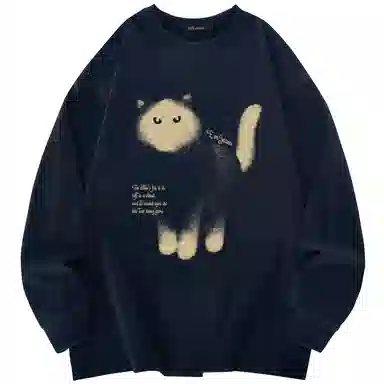 EVE Jeans Cartoon Cat Long Sleeve T-Shirt