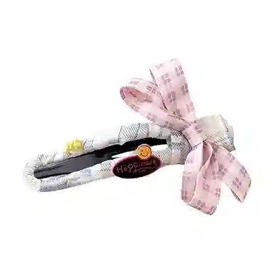 希铃 大号蝴蝶结粉色格子可爱#好运 布艺 发夹 女款