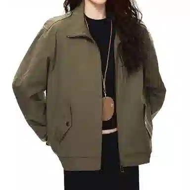 冈哉 立领工装口袋铆钉拼接设计纯色简约基础款美式复古防水上衣宽松百搭潮流夹克外套 男女同款