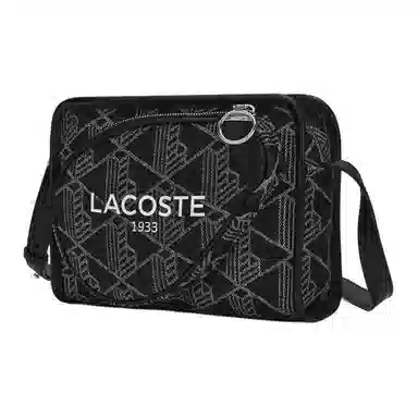 Lacoste Classic Logo Denim Shoulder Bag Black