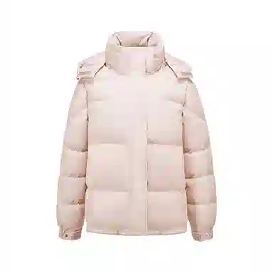 雅鹿 短款可拆卸连帽保暖纯色羽绒服 女款