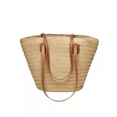 纳兰杜 通勤百搭休闲 织物拼合成革 单肩包 女款 卡其色 大号