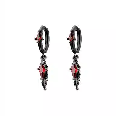 饰伴 超酷羽毛耳饰小众高级简约耳饰冷淡个性 合金 耳环 男女同款情侣款