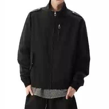 冈哉 立领工装口袋铆钉拼接设计纯色简约基础款美式复古防水上衣宽松百搭潮流夹克外套 男女同款