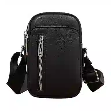 老人头 商务简约休闲轻便实用耐磨防水 头层牛皮 单肩包 男款 黑色