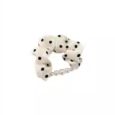 水中玉 温柔气质缎面仿珍珠大肠发圈扎头低马尾丸子头发饰 布艺 头绳 女款