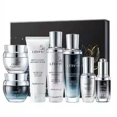 蓝尼芳可 可兰花透肌小黑瓶七件套补水保湿提亮抗皱护肤品套装 提亮保湿补水