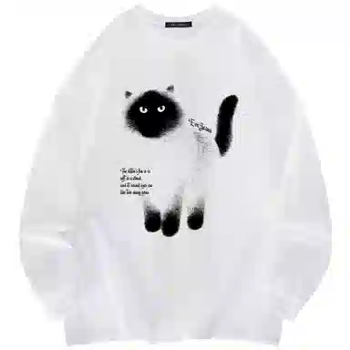 EVE Jeans Cartoon Cat Long Sleeve T-Shirt
