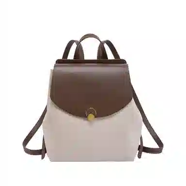 纳兰杜 大容量出行旅游高级感百搭高中生初中生轻便 牛皮拼合成革 背包双肩包 大号 女款 白拼咖色