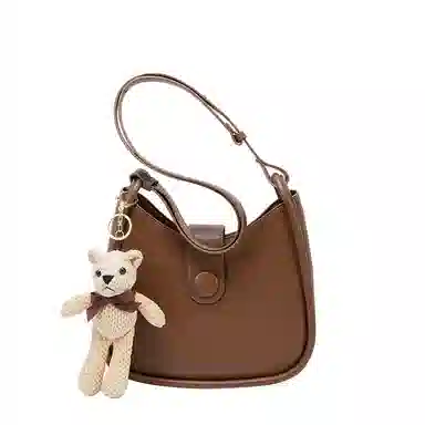 纳兰杜 时尚高级感潮流百搭高颜值设计感 牛皮 水桶包马鞍包斜挎单肩包 女款 米白色