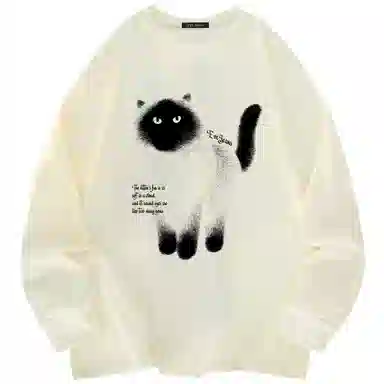 EVE Jeans Cartoon Cat Long Sleeve T-Shirt