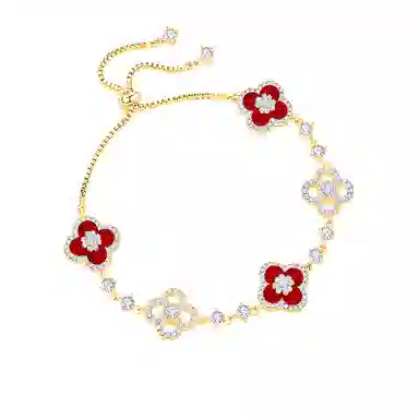 正大福 星芒满天星 四叶草精致轻奢简约高级感森系甜美温柔气质氛围感 合金 手链 男女同款情侣款