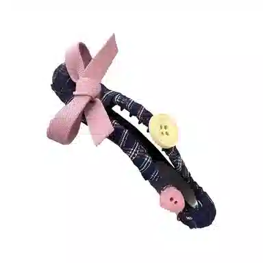 希铃 纽扣蝴蝶结大号鸭嘴夹可爱#好运 布艺 发夹 女款