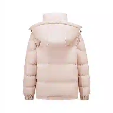 雅鹿 短款可拆卸连帽保暖纯色羽绒服 女款