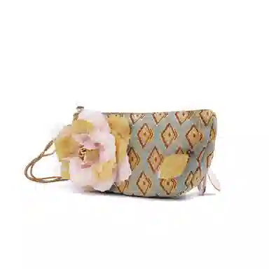 雅诗兰黛【定制化妆包】小花 繁花菱影 精致 浪漫 优雅 花朵装饰 甜美风 约会 通勤 复古凌格帆布化妆收纳包 便携