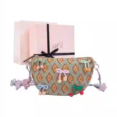 雅诗兰黛【定制化妆包】小花 幻彩樱桃 甜美 清新 梦幻 少女心 公主风 约会 通勤 复古凌格帆布化妆收纳包 便携