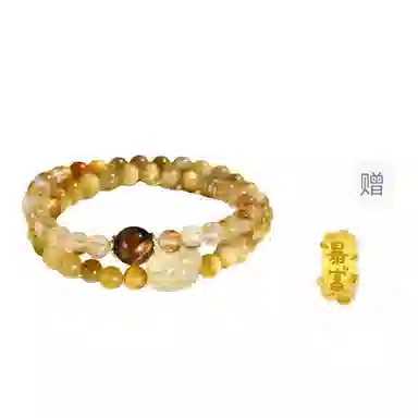 【财运之石】 水贝 新中式国潮时来运转吸金转运财源滚滚 福禄双圈事业运爆棚日常百搭精致闪耀#好运天然 黄水晶 手串 男女同款情侣款