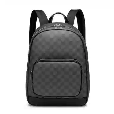 老人头 时尚潮流商务通勤大容量 合成革 双肩包 男女同款情侣款 黑色