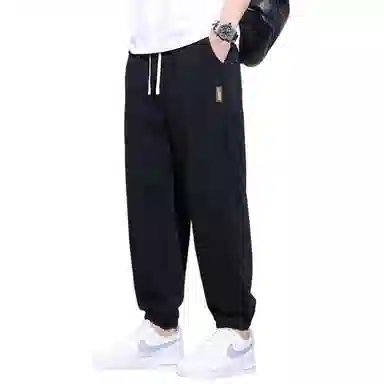 顶峰保罗 潮牌宽松大码无性别主义运动通勤束脚卫裤弹力抽绳显高百搭简约时尚加绒加厚休闲裤 男女同款