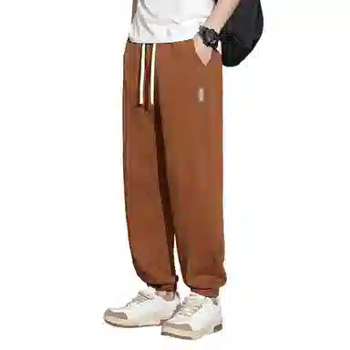 顶峰保罗 潮牌宽松大码无性别主义运动通勤束脚卫裤弹力抽绳显高百搭简约时尚加绒加厚休闲裤 男女同款