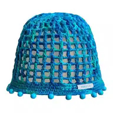 艾佳微 彩色多巴胺串珠吊坠镂空包头帽春夏季薄款民族风显脸小流苏帽子 聚酯纤维 针织帽 男女同款情侣款