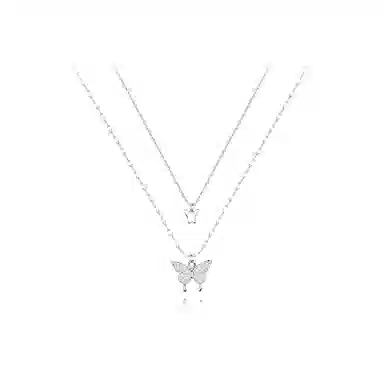 【纯银999 | 星光蝴蝶】 六桂福珠宝 小众设计经典百搭高级感学生日常简约精致轻奢通勤极简约会温柔气质可调节锁骨链#好运 足银 项链 女款