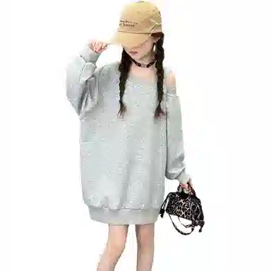 帕兰朵卫衣 潮流时尚百搭洋气韩版大版露肩上衣 青少年