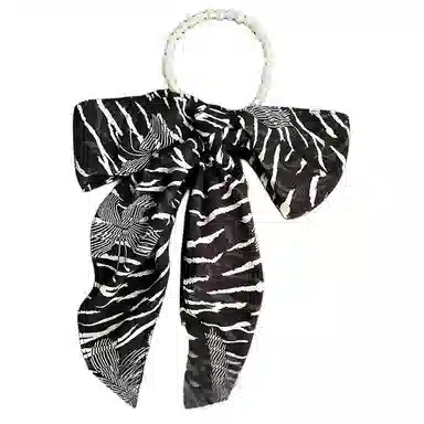 艾佳微 高级感波点玫瑰珍珠夏季薄款系脖飘带围巾百搭长条丝带 丝巾 男女同款情侣款