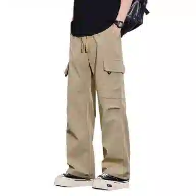 顶峰保罗 美式潮牌冰丝薄款无性别主义户外多口袋工装裤宽松直筒阔腿运动伞兵裤休闲裤 男女同款
