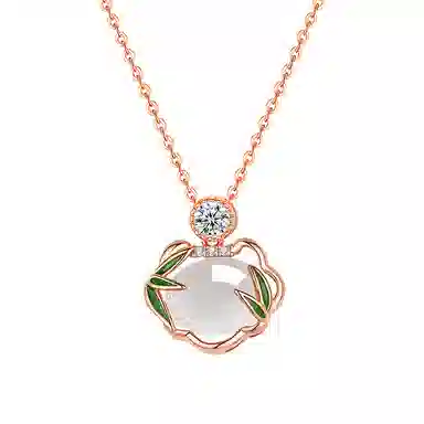 玄唐 竹节如意天然鹅蛋气质国风锁骨链#好运 玉髓 项链 女款