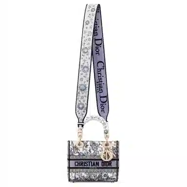 DIOR Lady D-Lite Small Shoulder Bag White Blue