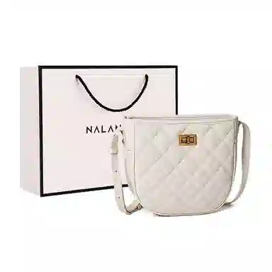 纳兰杜 高级感菱格链条马鞍包时尚流行百搭简约休闲通勤女包 牛皮拼合成革 斜挎包 常规 女款 子夜黑/米白色