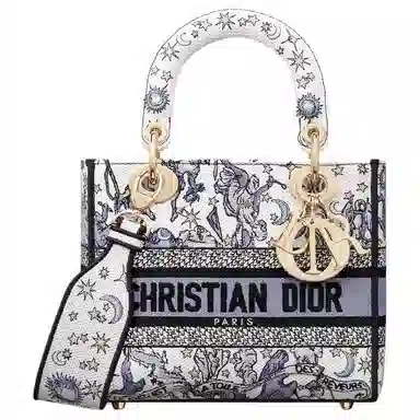 DIOR Lady D-Lite Small Shoulder Bag White Blue