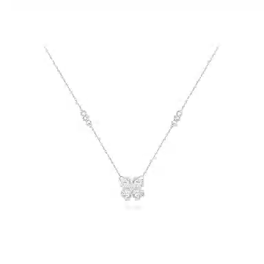 【纯银999 | 幸运四叶草】 六桂福珠宝 小众设计经典百搭高级感学生日常简约精致轻奢通勤极简约会温柔气质可调节锁骨链 足银 项链 女款