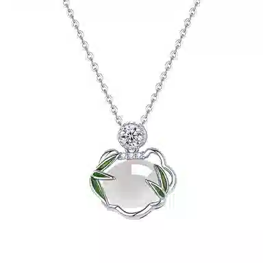 玄唐 竹节如意天然鹅蛋气质国风锁骨链#好运 玉髓 项链 女款