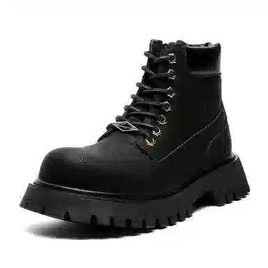 马丁靴男女同款情侣短靴 增高大黄靴 英伦风侧拉链户外登山工装靴