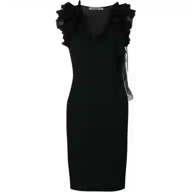 纪梵希 荷叶边直筒纯色无袖连衣裙 女款