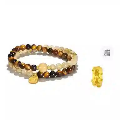 【财运之石】 水贝 新中式国潮时来运转吸金转运财源滚滚 福禄双圈事业运爆棚日常百搭精致闪耀#好运天然 黄水晶 手串 男女同款情侣款