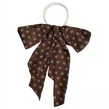 艾佳微 高级感波点玫瑰珍珠夏季薄款系脖飘带围巾百搭长条丝带 丝巾 男女同款情侣款