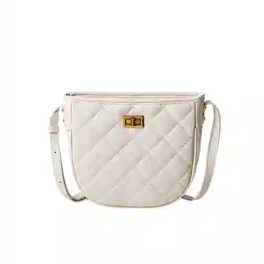 纳兰杜 高级感菱格链条马鞍包时尚流行百搭简约休闲通勤女包 牛皮拼合成革 斜挎包 常规 女款 子夜黑/米白色