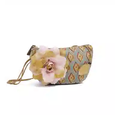 雅诗兰黛【定制化妆包】小花 繁花菱影 精致 浪漫 优雅 花朵装饰 甜美风 约会 通勤 复古凌格帆布化妆收纳包 便携