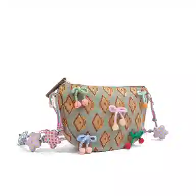 雅诗兰黛【定制化妆包】小花 幻彩樱桃 甜美 清新 梦幻 少女心 公主风 约会 通勤 复古凌格帆布化妆收纳包 便携