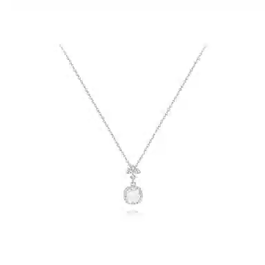 【S925银】 六桂福珠宝 转运福牌 小众设计经典百搭学生日常简约精致高级感轻奢通勤极简约会温柔气质可调节锁骨链 锆石 项链 女款